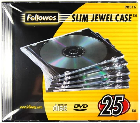 Picture of FELLOWES BLACK SLIMLINE CD JEWEL CASE PACK OF 25