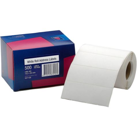 Picture of AVERY 937109 ROLL WHITE ADDRESS LABELS 102x36MM BOX OF 500