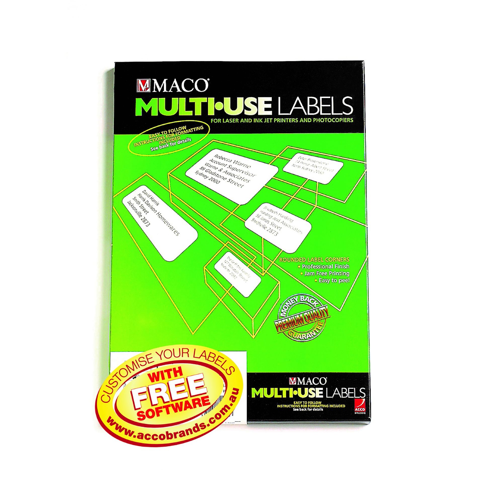 MACO MULTIUSE LABELS 30 PER SHEET PACK OF 100 Computers, Laptops