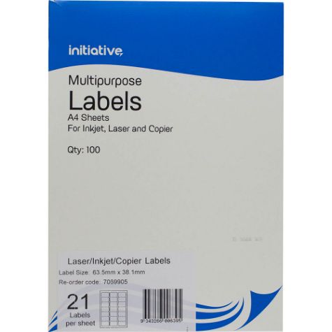 Picture of INITIATIVE MULTIPURPOSE LABELS 63.5 X 38.1MM 21 PER PAGE PACK 100