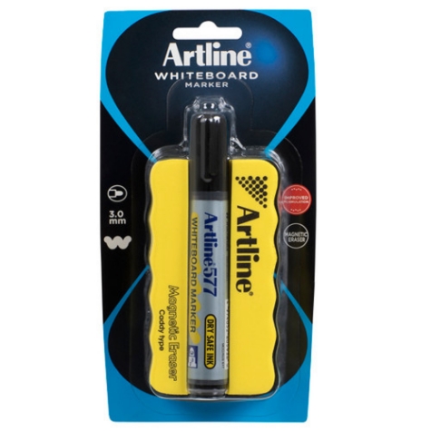 Picture of Artline Whiteboard Magnetic Eraser and Marker Kit