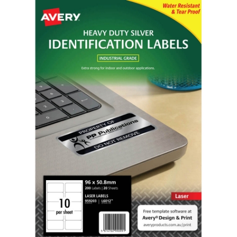Picture of AVERY L6012 LASER LABELS HEAVY DUTY 10 PER SHEET  PACK OF 20