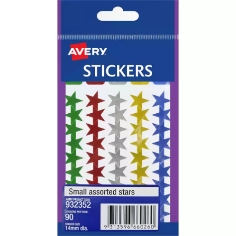 Picture of AVERY 932352 MERIT STAR STICKERS 14MM ASSORTED PACK 90
