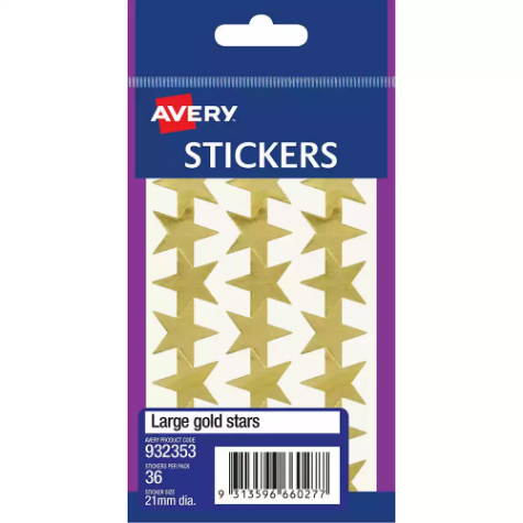 Picture of AVERY 932353 MERIT STAR STICKERS 21MM GOLD PACK 36