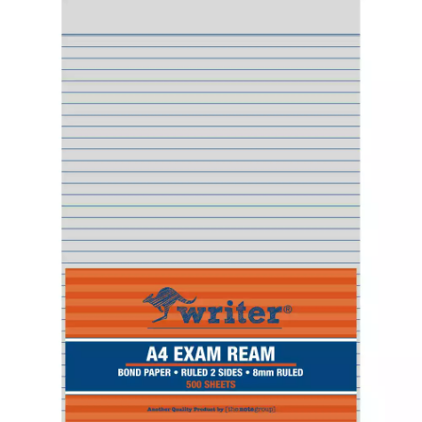 Picture of WRITER EXAM PAPER 55GSM 8MM RULED UNPUNCHED A4 WHITE 500 SHEETS