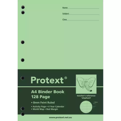 Picture of PROTEXT BINDER BOOK RULED 8MM 70GSM 128 PAGE A4 ELEPHANT ASSORTED