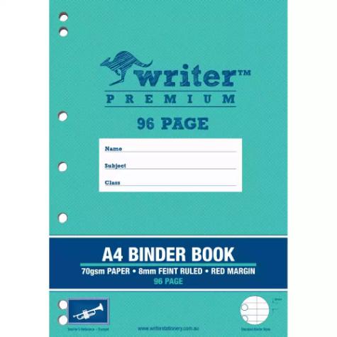 Picture of WRITER PREMIUM BINDER BOOK FEINT RULED 8MM 70GSM 96 PAGE A4 TRUMPET