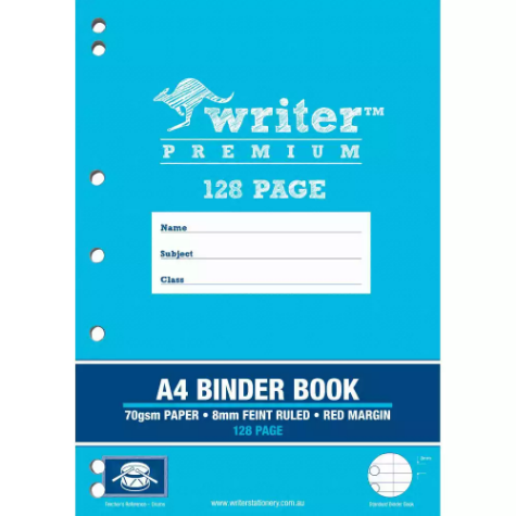 Picture of WRITER PREMIUM BINDER BOOK FEINT RULED 8MM 70GSM 128 PAGE A4 DRUMS