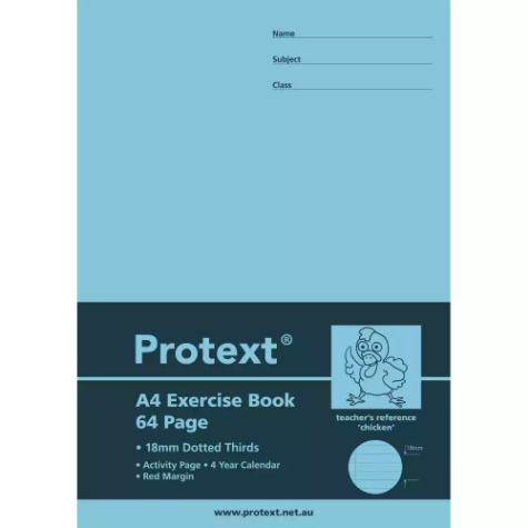 Picture of PROTEXT EXERCISE BOOK DOTTED THIRDS 18MM 70GSM 64 PAGE A4 CHICKEN ASSORTED