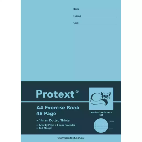 Picture of PROTEXT EXERCISE BOOK DOTTED THIRDS 14MM 70GSM 48 PAGE A4 CAT ASSORTED