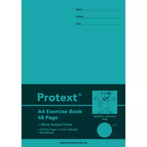 Picture of PROTEXT EXERCISE BOOK DOTTED THIRDS 18MM 70GSM 48 PAGE A4 DOG ASSORTED