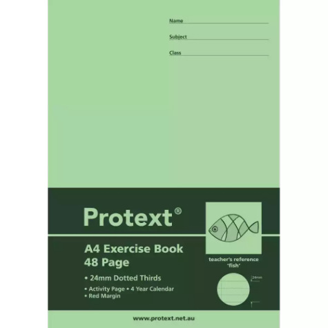 Picture of PROTEXT EXERCISE BOOK DOTTED THIRDS 24MM 70GSM 48 PAGE A4 FISH ASSORTED