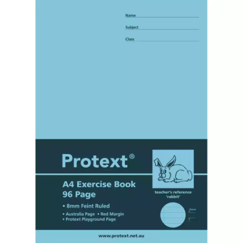 Picture of PROTEXT EXERCISE BOOK RULED 8MM 70GSM 96 PAGE A4 RABBIT ASSORTED