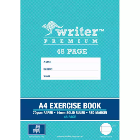 Picture of WRITER PREMIUM EXERCISE BOOK RULED 14MM 70GSM 48 PAGE A4 CHAIR