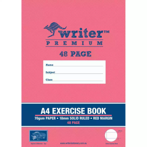 Picture of WRITER PREMIUM EXERCISE BOOK RULED 18MM 70GSM 48 PAGE A4 BUS