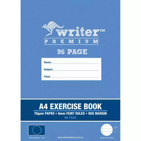 Picture of WRITER PREMIUM EXERCISE BOOK FEINT RULED 8MM 70GSM 96 PAGE A4 CIRCLE