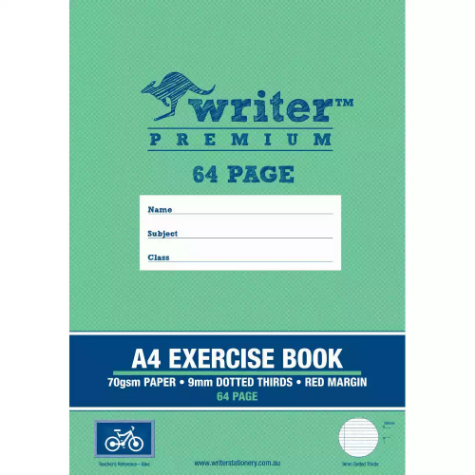Picture of WRITER PREMIUM EXERCISE BOOK DOTTED THIRDS 9MM 70GSM 64 PAGE A4 BIKE
