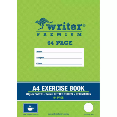 Picture of WRITER PREMIUM EXERCISE BOOK DOTTED THIRDS 24MM 70GSM 64 PAGE A4 COFFEE CUP
