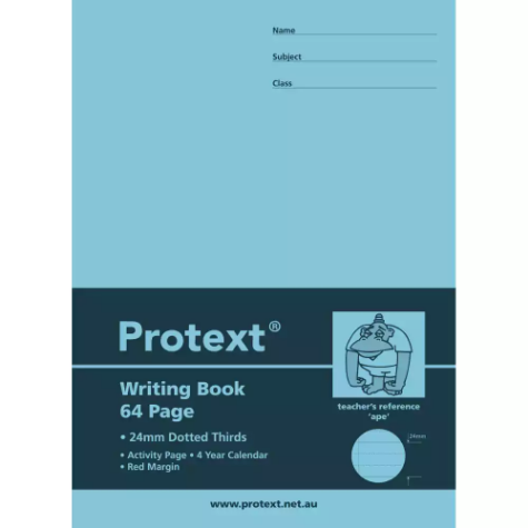 Picture of PROTEXT WRITING BOOK DOTTED THIRDS 24MM 70GSM 64 PAGE 330 X 240MM APE ASSORTED