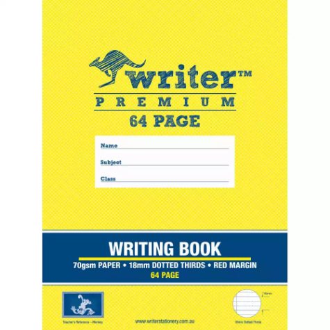 Picture of WRITER PREMIUM WRITING BOOK 18MM DOTTED THIRDS 70GSM 64 PAGE 330 X 240MM MONKEY