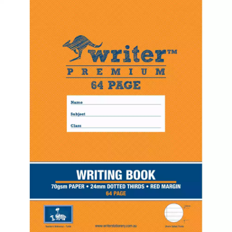 Picture of WRITER PREMIUM WRITING BOOK 24MM DOTTED THIRDS 70GSM 64 PAGE 330 X 240MM TURTLE