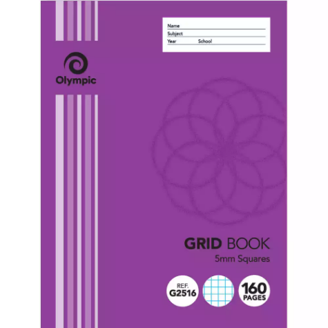 Picture of OLYMPIC G2516 GRID BOOK 5MM GRID 55GSM 160 PAGE 225 X 175MM