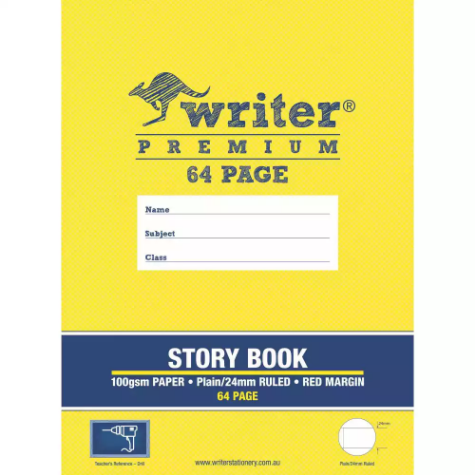 Picture of WRITER PREMIUM STORY BOOK 24MM PLAIN/RULED 100GSM 64 PAGE 330 X 240MM DRILL