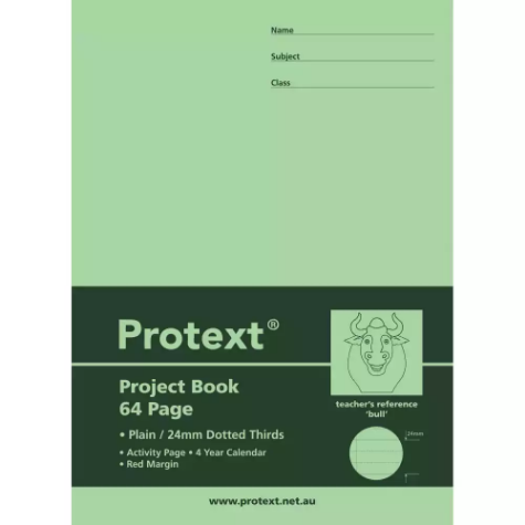 Picture of PROTEXT PROJECT BOOK PLAIN/DOTTED THIRDS 24MM 64 PAGE 330 X 245MM BULL ASSORTED