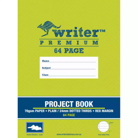 Picture of WRITER PREMIUM PROJECT BOOK 24MM PLAIN/DOTTED THIRDS 70GSM 64 PAGE 330 X 240MM CLOUDS