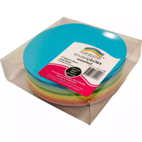 Picture of RAINBOW KINDER SHAPES PAPER CIRCLES DOUBLE SIDED 85GSM 180MM MATTE ASSORTED PACK 500