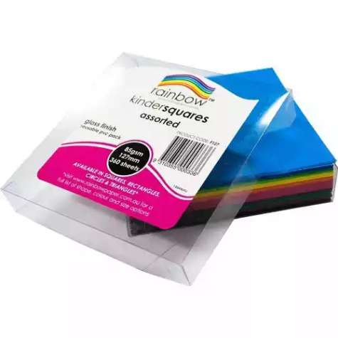 Picture of RAINBOW KINDER SHAPES PAPER SQUARE 85GSM 127MM GLOSSY ASSORTED PACK 360