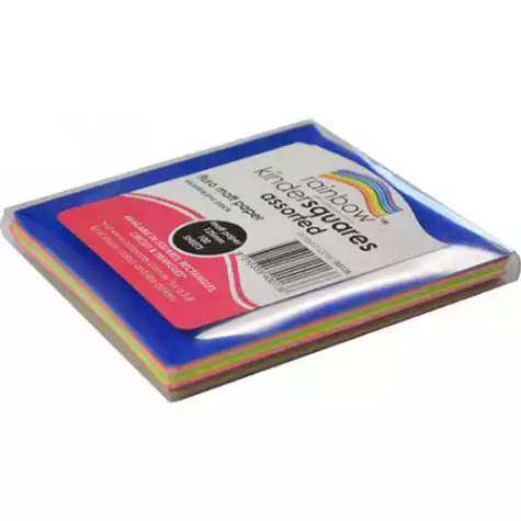 Picture of RAINBOW KINDER SHAPES PAPER SQUARE 85GSM 125MM FLURO ASSORTED PACK 100