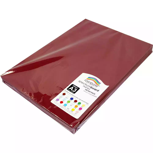 Picture of RAINBOW SPECTRUM BOARD 220GSM A3 DARK RED PACK 100