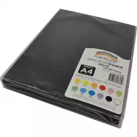 Picture of RAINBOW SPECTRUM BOARD 220GSM A4 BLACK PACK 100