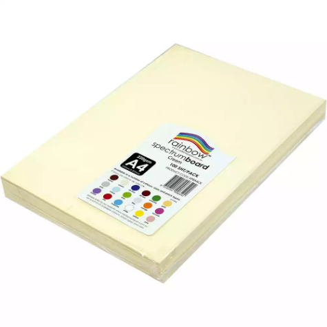Picture of RAINBOW SPECTRUM BOARD 220GSM A4 CREAM PACK 100