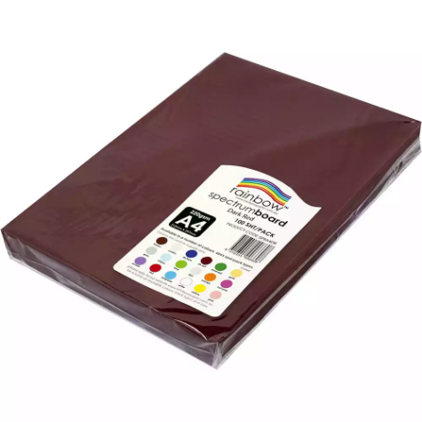 Picture of RAINBOW SPECTRUM BOARD 220GSM A4 DARK RED PACK 100