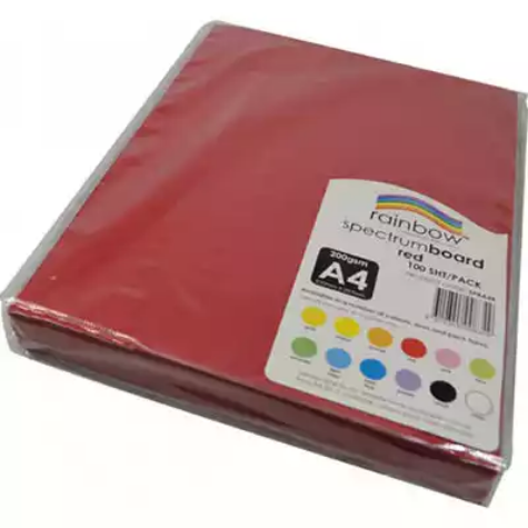 Picture of RAINBOW SPECTRUM BOARD 220GSM A4 RED PACK 100