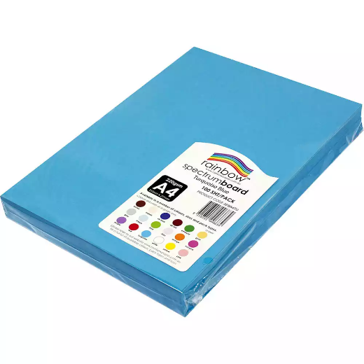 Picture of RAINBOW SPECTRUM BOARD 220GSM A4 TURQUOISE PACK 100