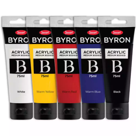 Picture of JASART BYRON ACRYLIC PAINT 75ML PRIMARY WARM ASSORTED PACK 5