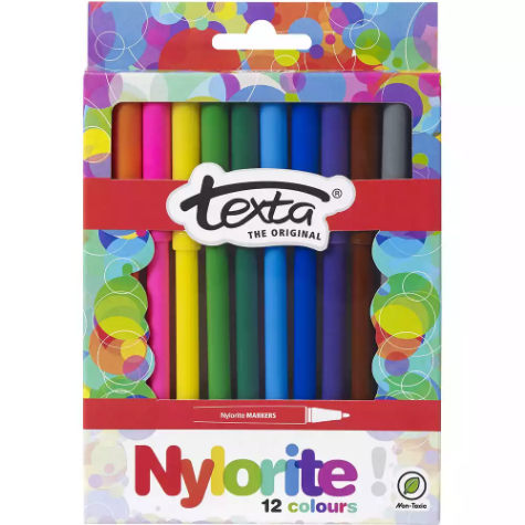 Picture of TEXTA NYLORITE COLOURING MARKERS ASSORTED PACK 12