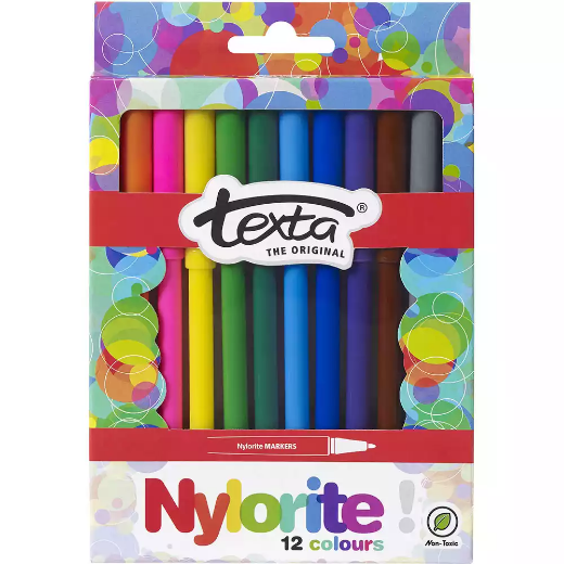 Picture of TEXTA NYLORITE COLOURING MARKERS ASSORTED PACK 12