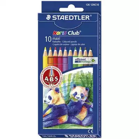 Picture of STAEDTLER 126 NORIS CLUB MAXI LEARNER COLOURED PENCILS ASSORTED PACK 10