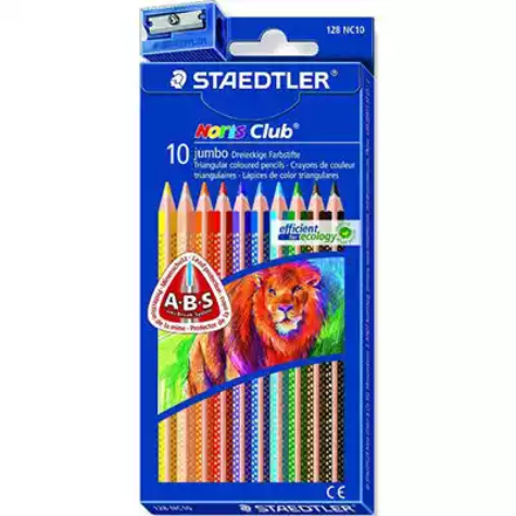 Picture of STAEDTLER 128 NORIS CLUB JUMBO TRIANGULAR COLOURED PENCILS ASSORTED BOX 10