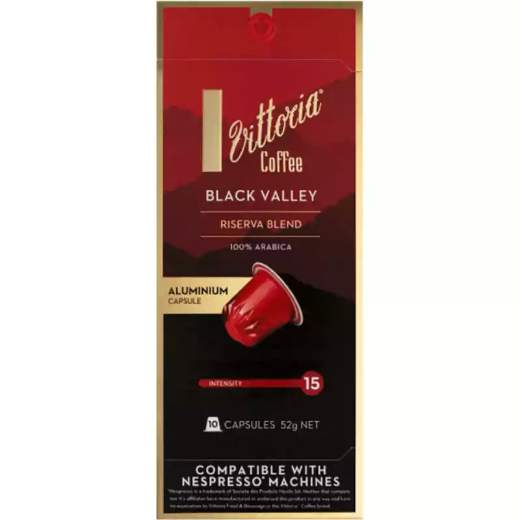 Picture of VITTORIA NESPRESSO COMPATIBLE COFFEE CAPSULES BLACK VALLEY PACK 10