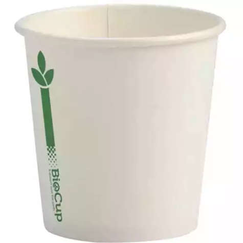 Picture of BIOPAK BIOCUP SINGLE WALL CUP 120ML WHITE GREEN LINE PACK 50