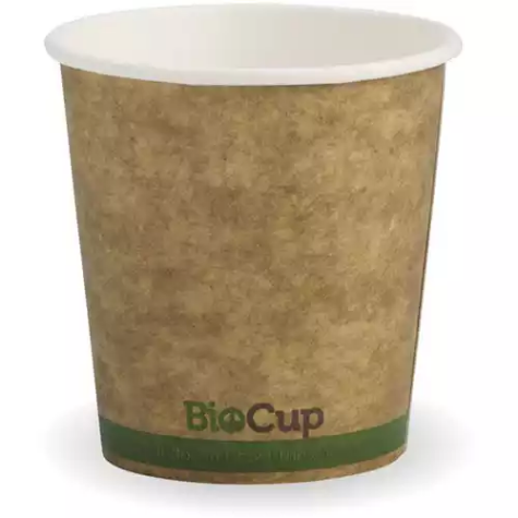 Picture of BIOPAK BIOCUP SINGLE WALL CUP 120ML KRAFT GREEN STRIPE PACK 50