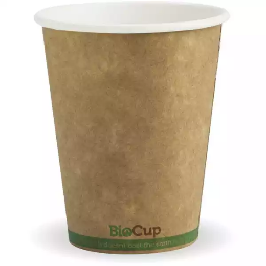 Picture of BIOPAK BIOCUP SINGLE WALL CUP 280ML KRAFT GREEN STRIPE PACK 50