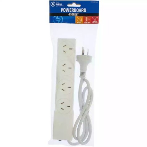 Picture of THE BRUTE POWER CO POWERBOARD 4 OUTLET WITH OVERLOAD PROTECTION 1M WHITE