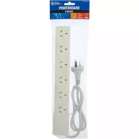 Picture of THE BRUTE POWER CO POWERBOARD 6 OUTLET WITH OVERLOAD PROTECTION 1M WHITE
