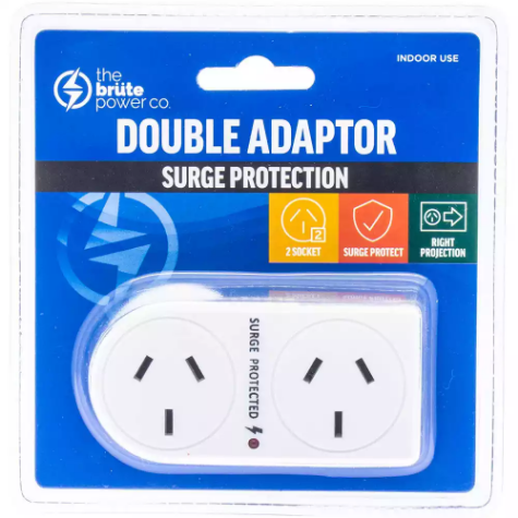 Picture of THE BRUTE POWER CO DOUBLE ADAPTOR FLAT RIGHT WITH SURGE PROTECTION